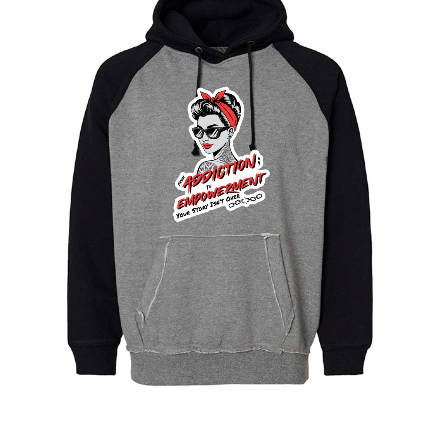 From Addiction to Empowerment | Fierce Raglan Hoodie - Bubble Gum Wink