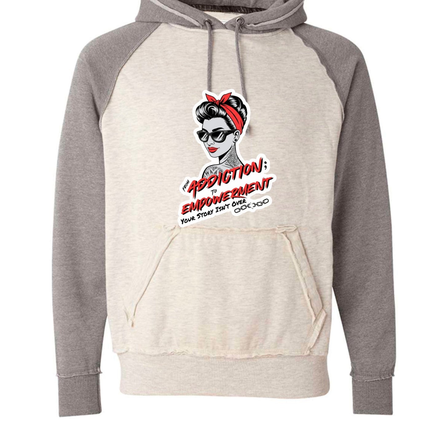 From Addiction to Empowerment | Fierce Raglan Hoodie - Bubble Gum Wink