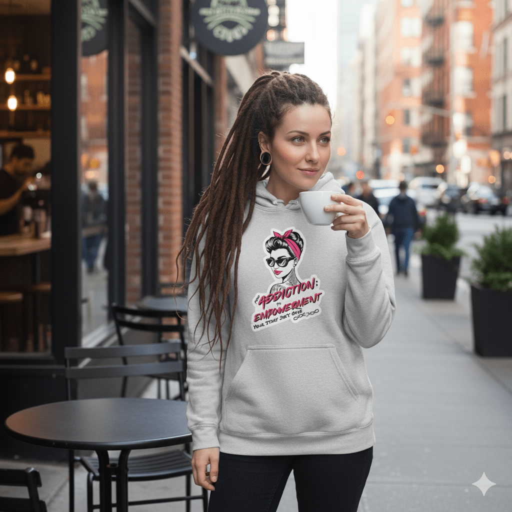 From Addiction to Empowerment | Premium Fleece Hoodie - Bubble Gum Wink