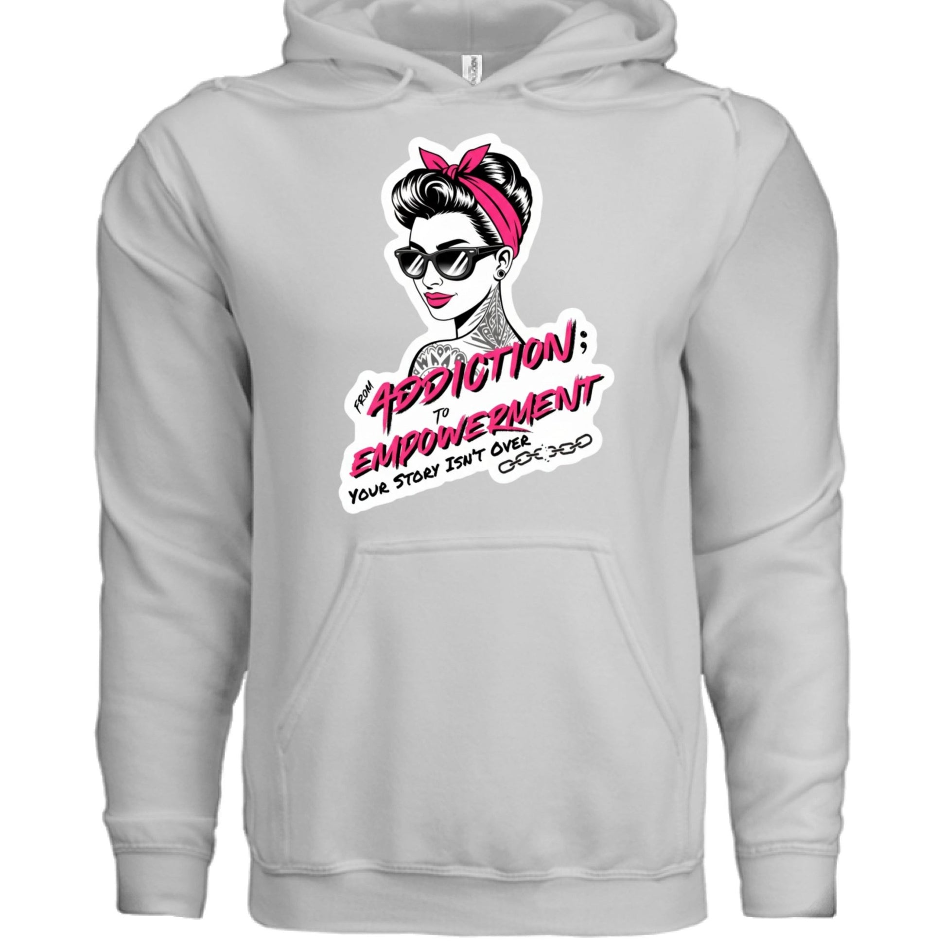 From Addiction to Empowerment | Premium Fleece Hoodie - Bubble Gum Wink