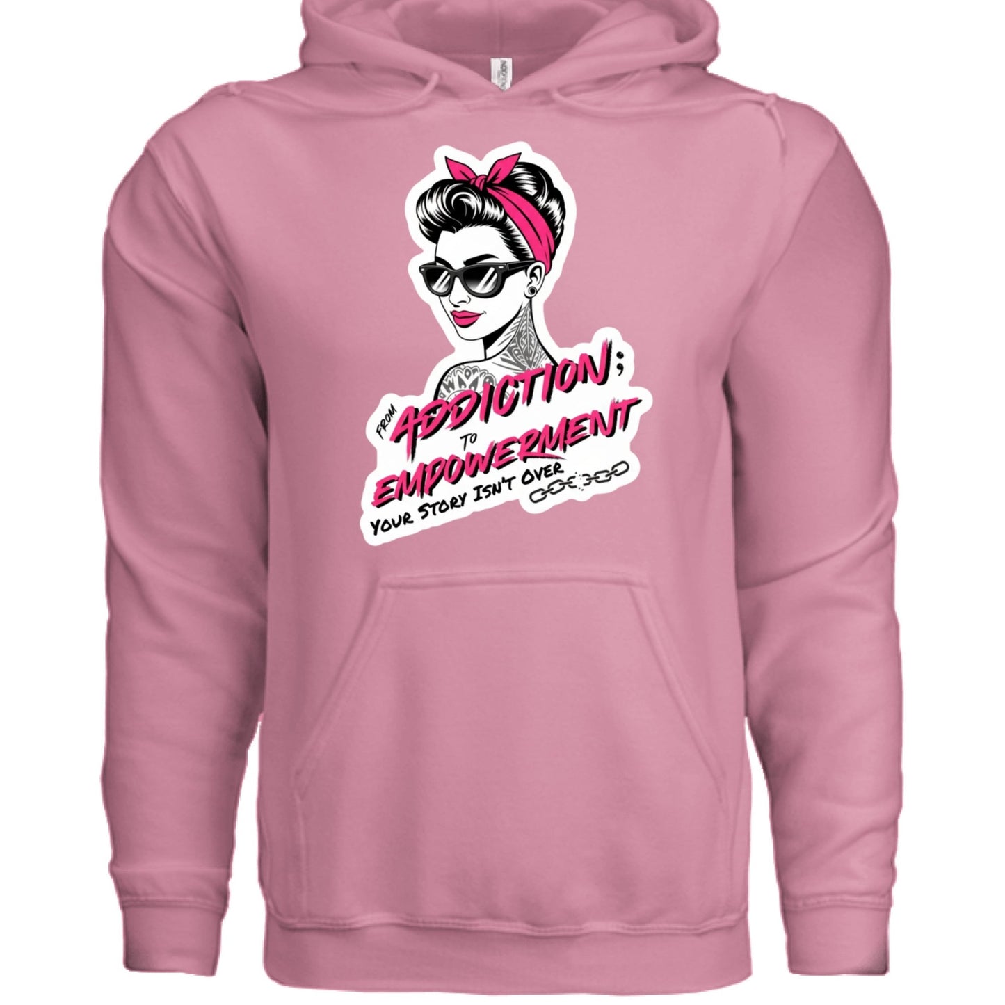 From Addiction to Empowerment | Premium Fleece Hoodie - Bubble Gum Wink