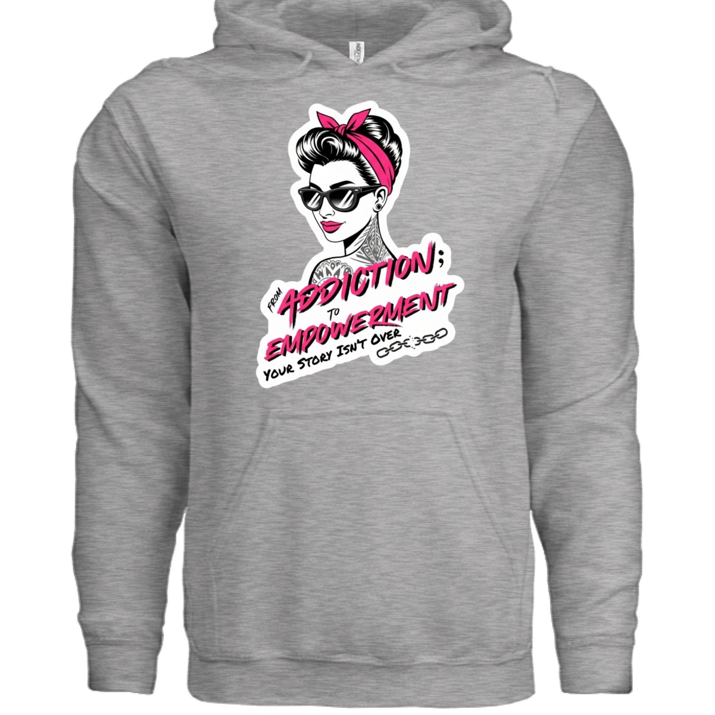 From Addiction to Empowerment | Premium Fleece Hoodie - Bubble Gum Wink