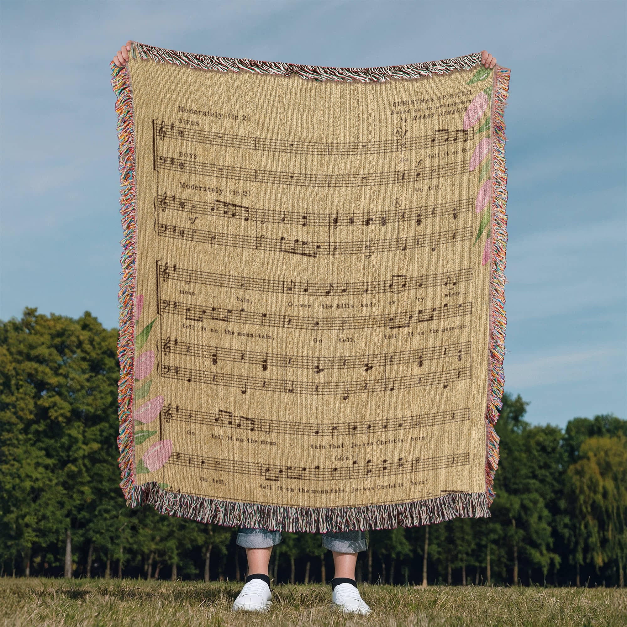 Go Tell It on the Mountain – Hymn Woven Throw Blanket - Bubble Gum Wink