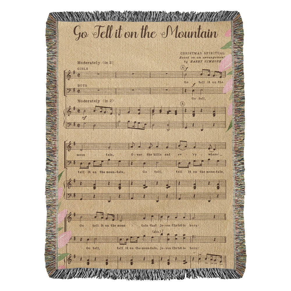 Go Tell It on the Mountain – Hymn Woven Throw Blanket - Bubble Gum Wink