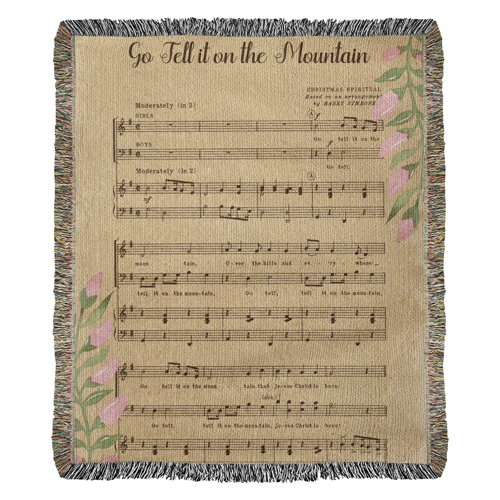 Go Tell It on the Mountain – Hymn Woven Throw Blanket - Bubble Gum Wink