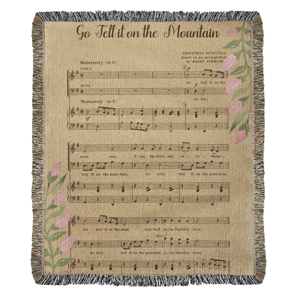 Go Tell It on the Mountain – Hymn Woven Throw Blanket - Bubble Gum Wink