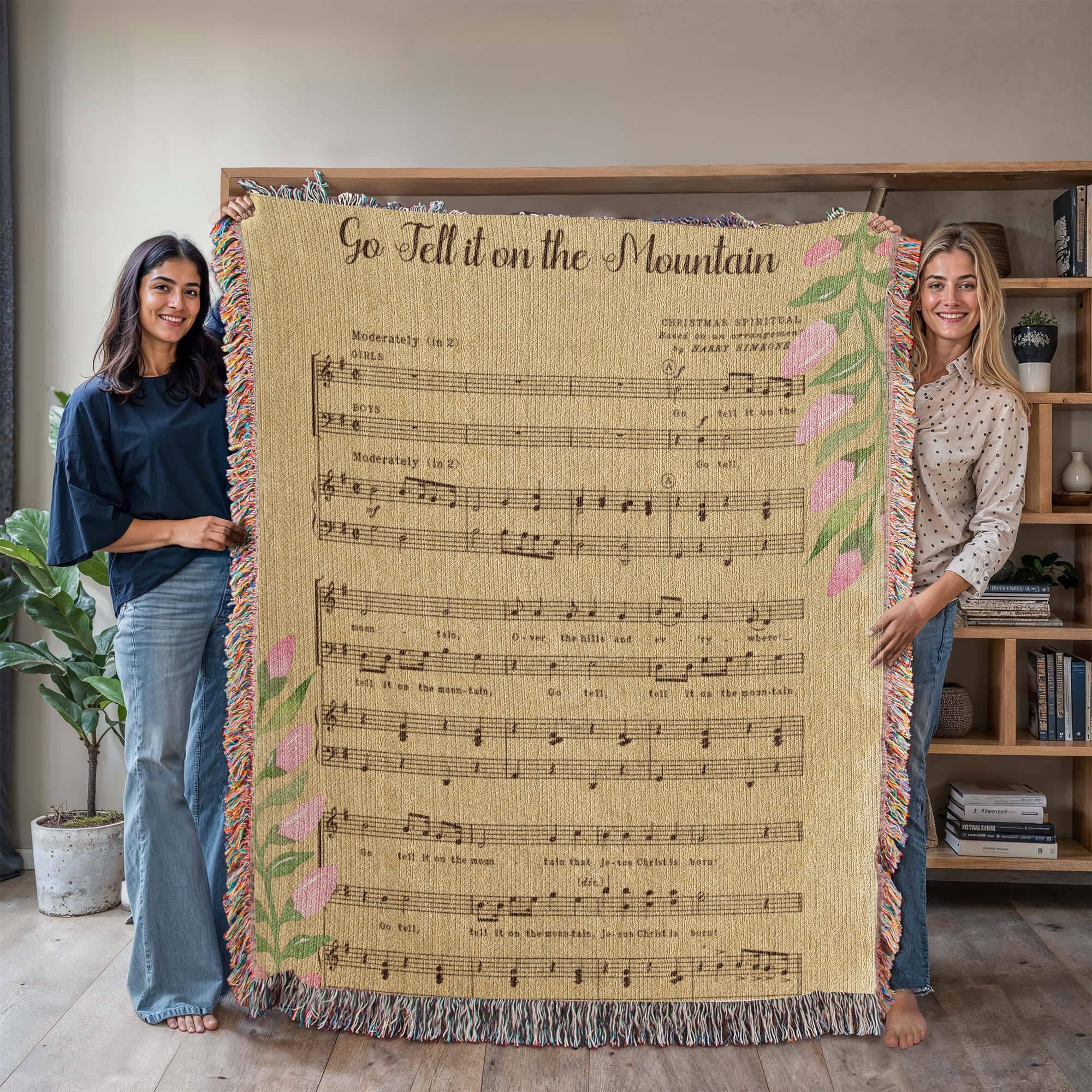 Go Tell It on the Mountain – Hymn Woven Throw Blanket - Bubble Gum Wink