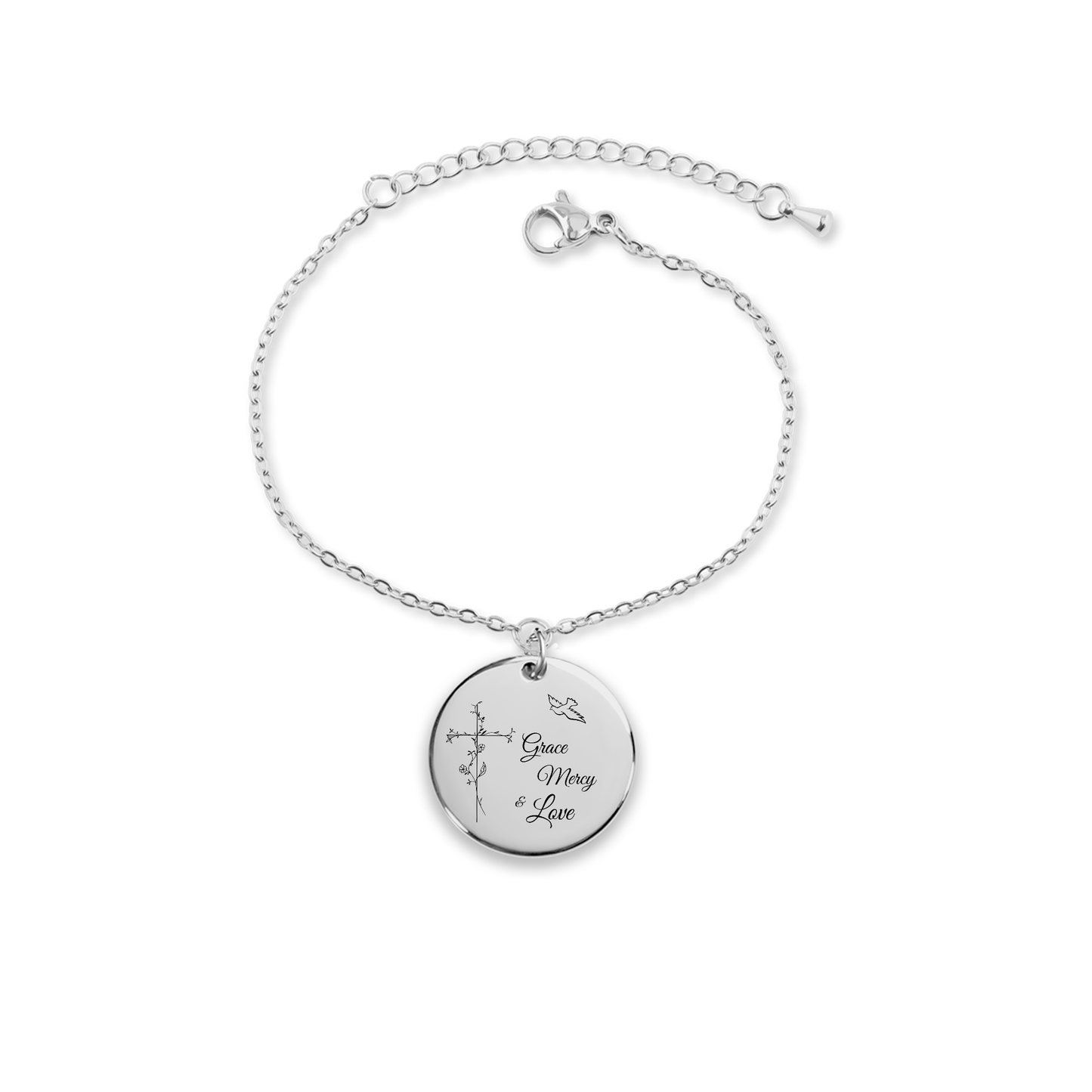 Grace, Mercy & Love Coin Bracelet [Personalized] - Bubble Gum Wink