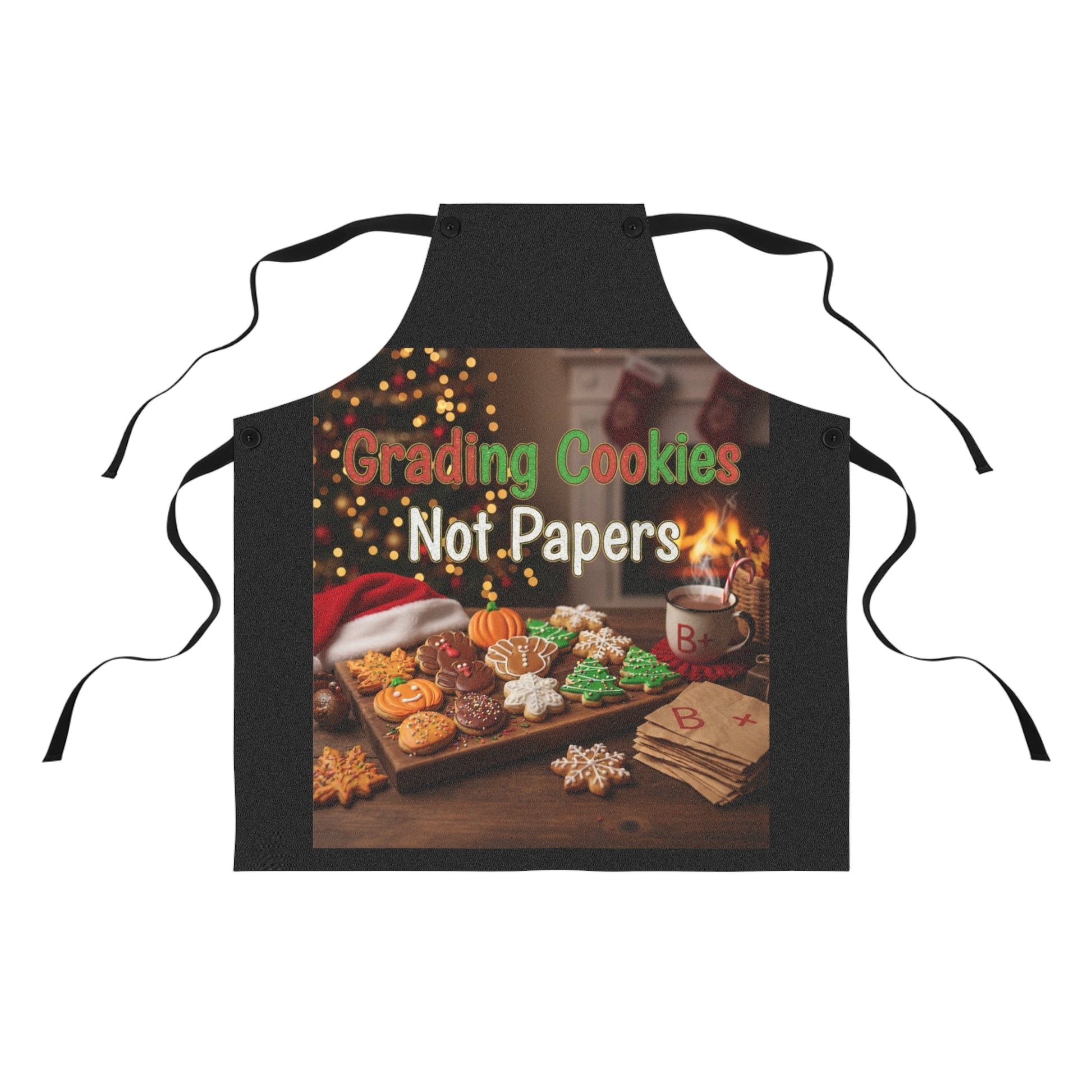 Grading Cookies Not Papers Apron – Funny Teacher Holiday Baking Gift - Bubble Gum Wink