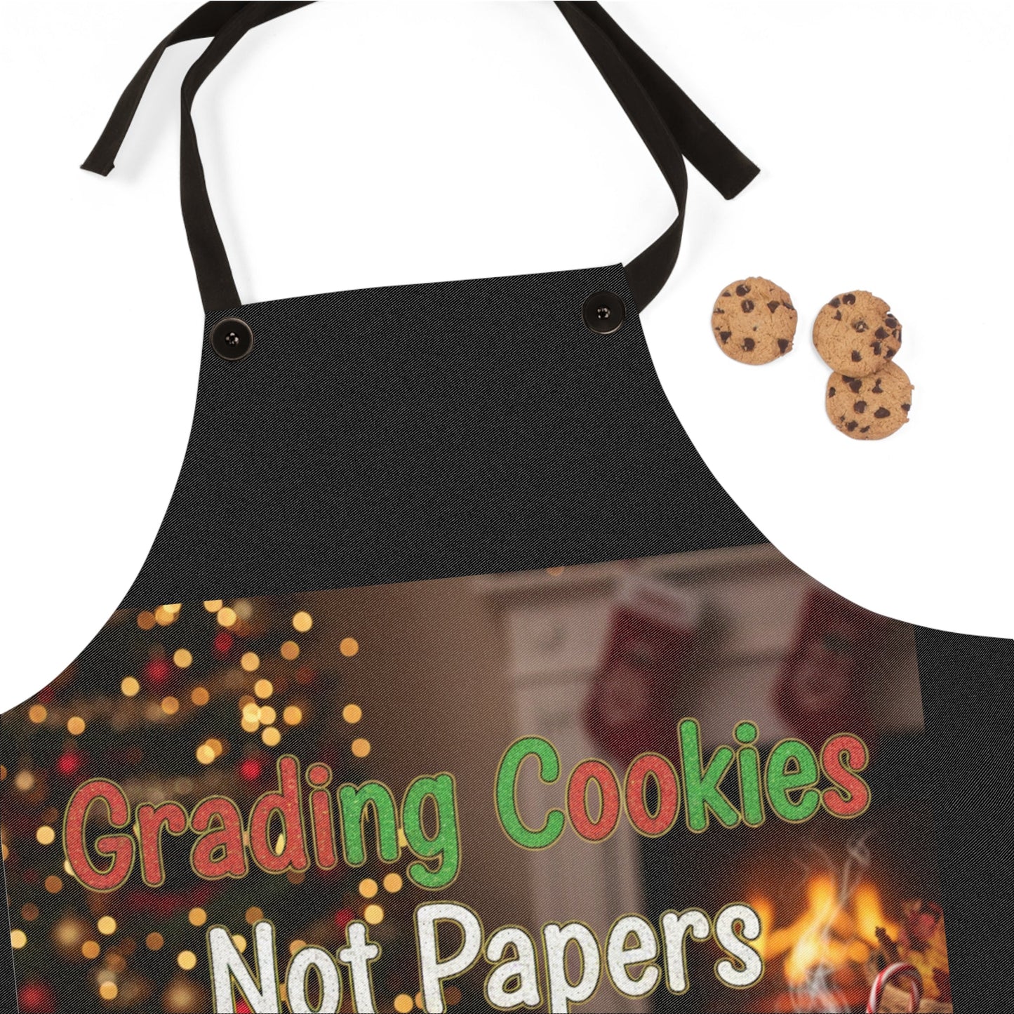 Grading Cookies Not Papers Apron – Funny Teacher Holiday Baking Gift - Bubble Gum Wink