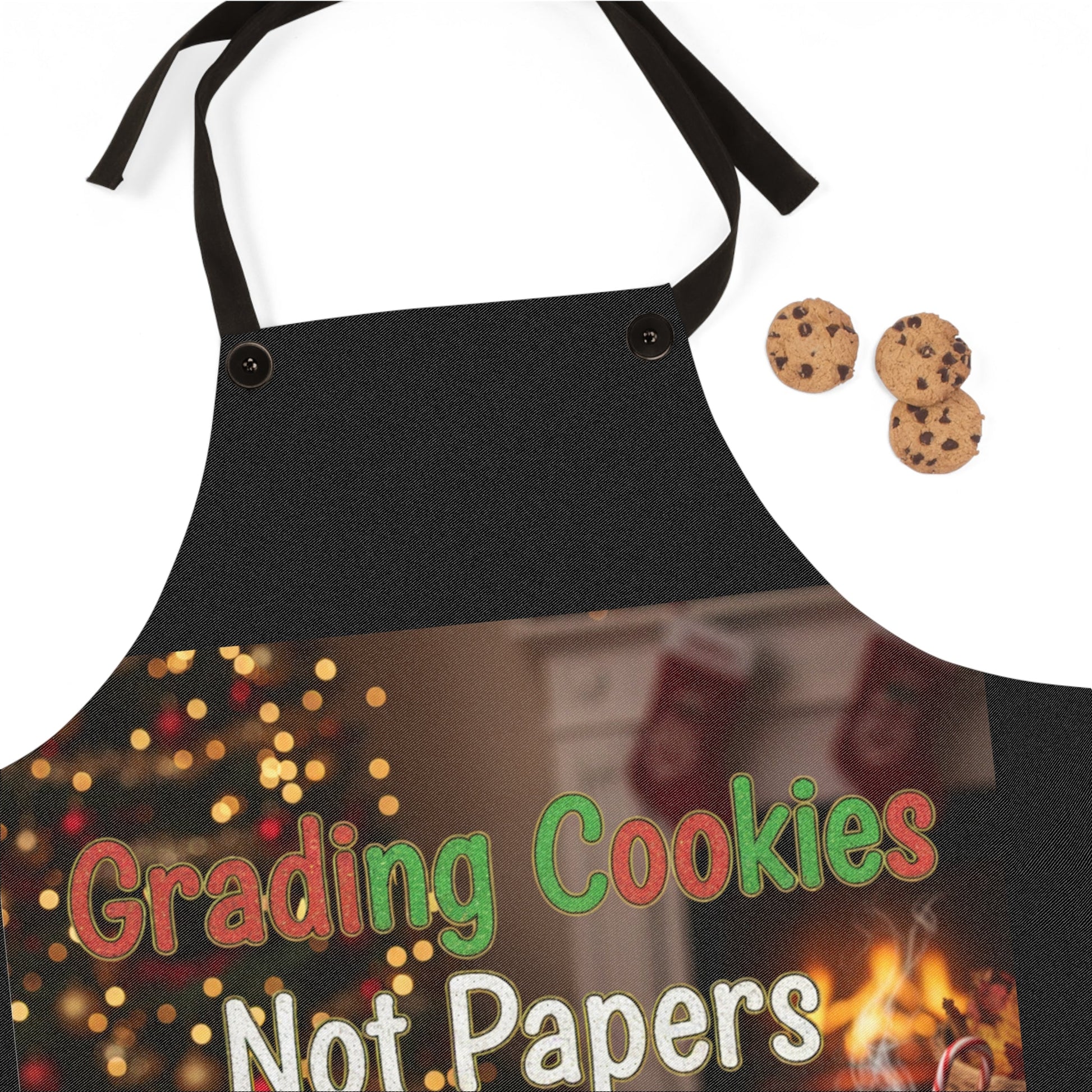 Grading Cookies Not Papers Apron – Funny Teacher Holiday Baking Gift - Bubble Gum Wink