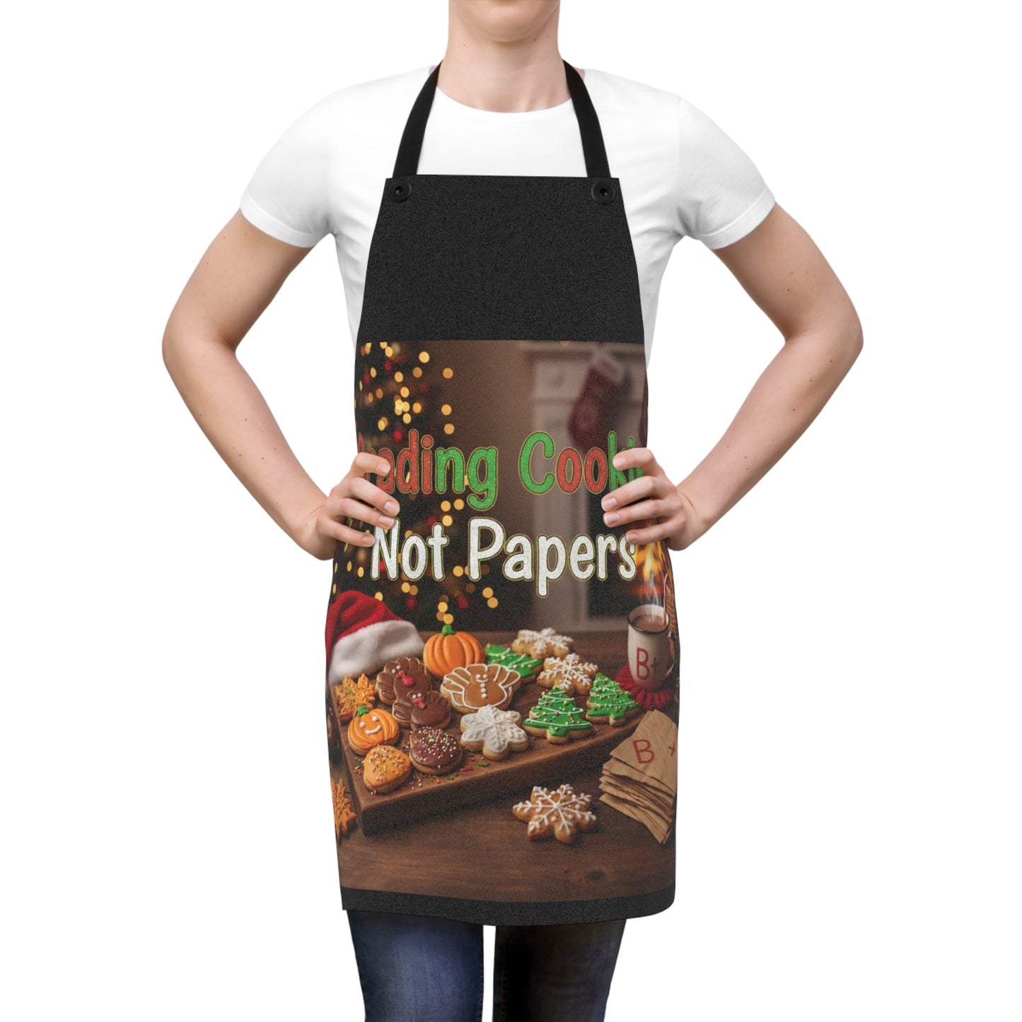 Grading Cookies Not Papers Apron – Funny Teacher Holiday Baking Gift - Bubble Gum Wink