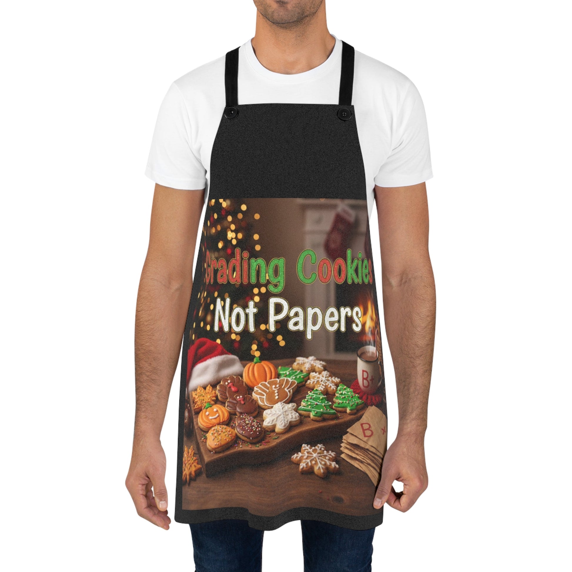 Grading Cookies Not Papers Apron – Funny Teacher Holiday Baking Gift - Bubble Gum Wink