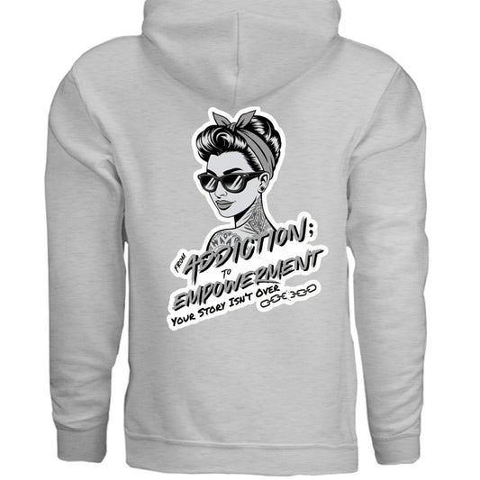 Grey Addiction → Empowerment Hoodie | Fierce Sweatshirt - Bubble Gum Wink