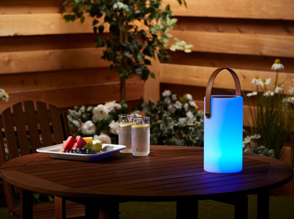 HD Designs Outdoor Color Changing Lantern - Solar Powered - 7 Color 3 Modes - Bubble Gum Wink