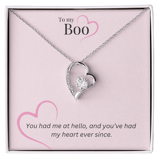 Heart Necklace, To My Boo - Bubble Gum Wink