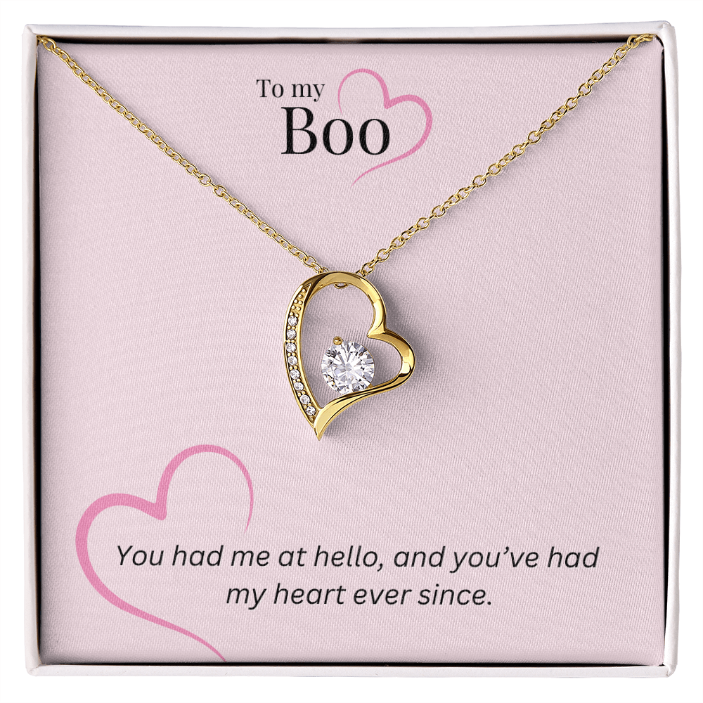 Heart Necklace, To My Boo - Bubble Gum Wink