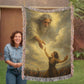 He's Ready When You Are – Faith Woven Throw Blanket - Bubble Gum Wink