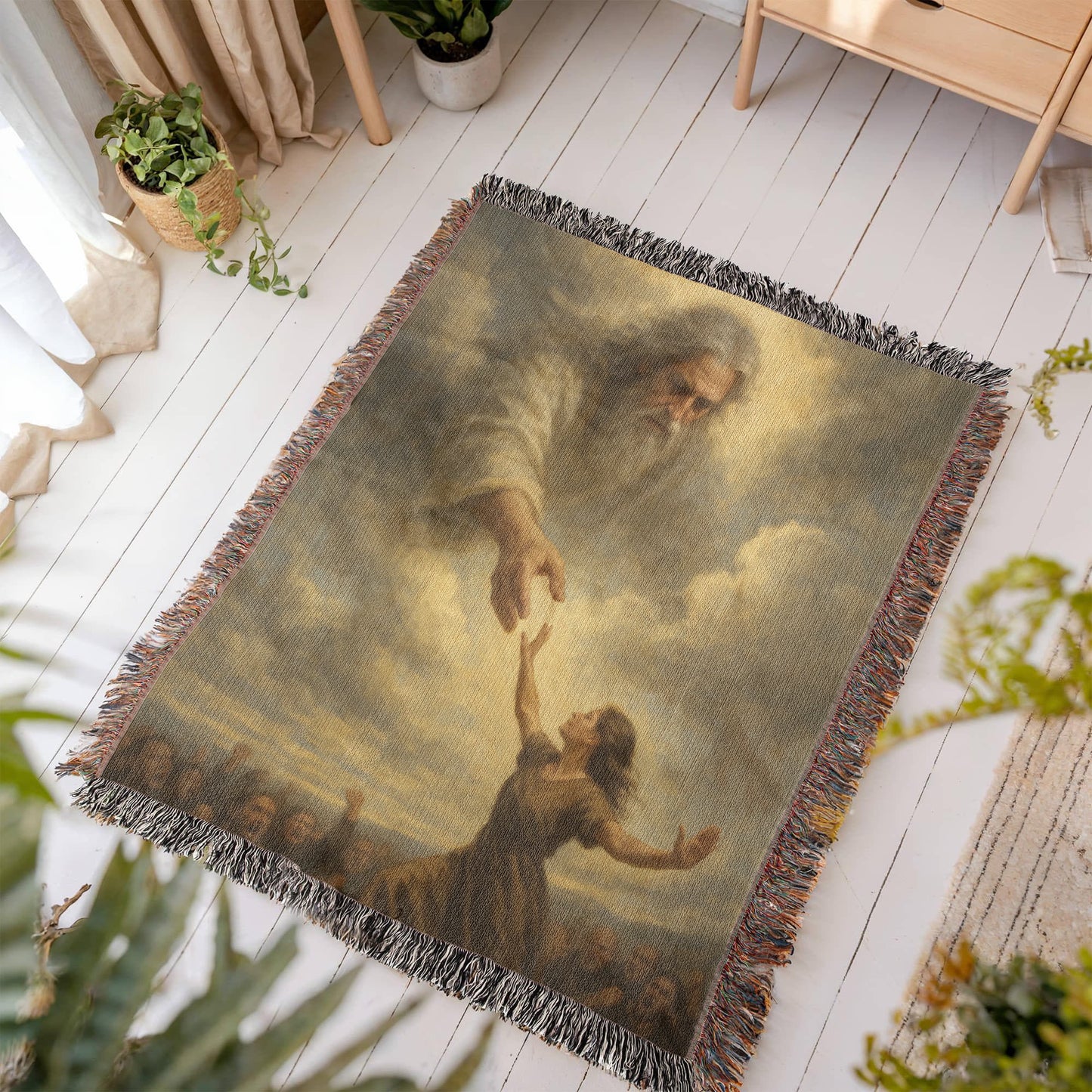 He's Ready When You Are – Faith Woven Throw Blanket - Bubble Gum Wink