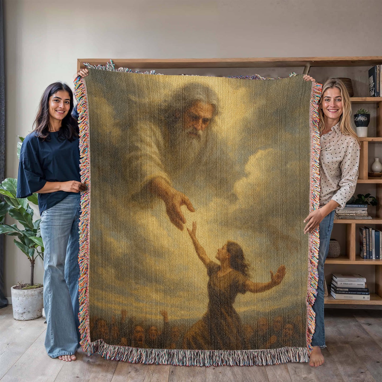 He's Ready When You Are – Faith Woven Throw Blanket - Bubble Gum Wink