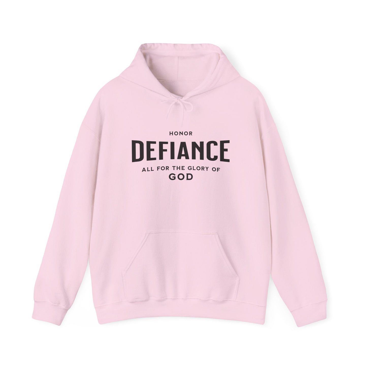 Honor Defiance Pullover Hoodie | Christian Hoodie for Bold Faith - Bubble Gum Wink