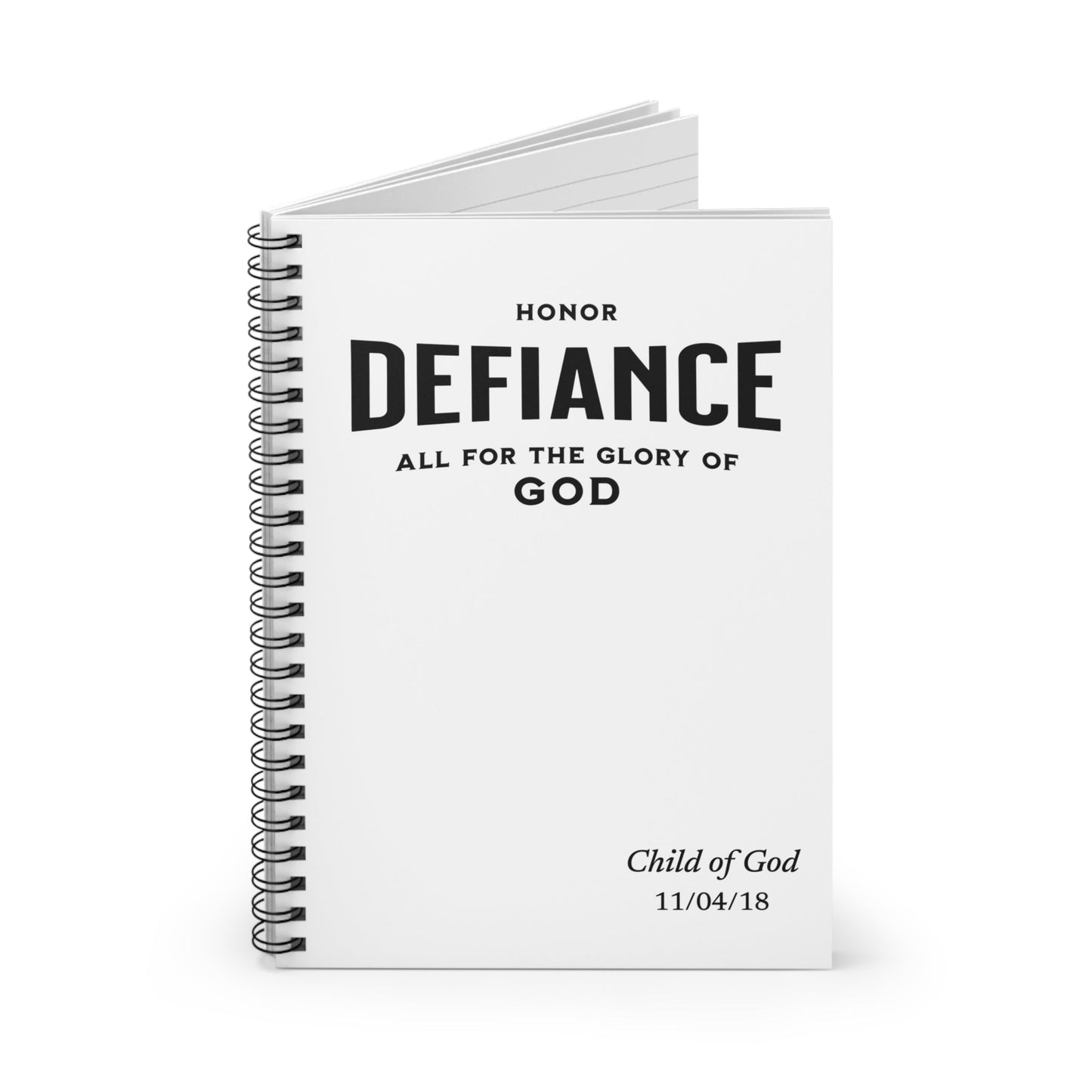 Honor Defiance Spiral Notebook | Customizable Faith Journal - Bubble Gum Wink