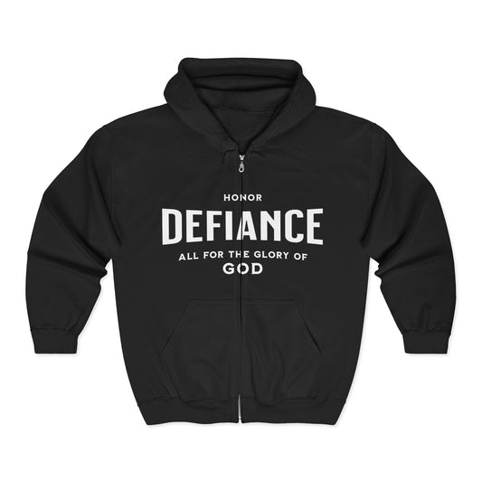 Honor Defiance Zip Hoodie | Christian Zip - Up Hoodie for Bold Faith - Bubble Gum Wink