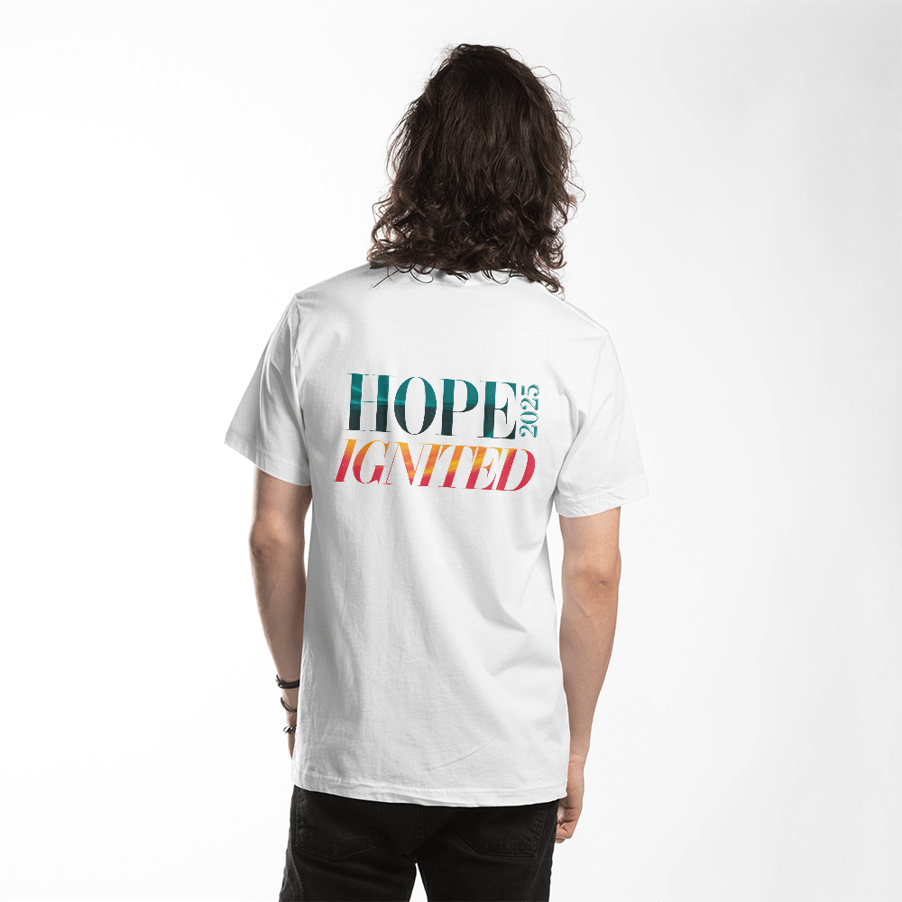 Hope Ignited 2025 | Bold Back Print Motivational T-Shirt - Bubble Gum Wink
