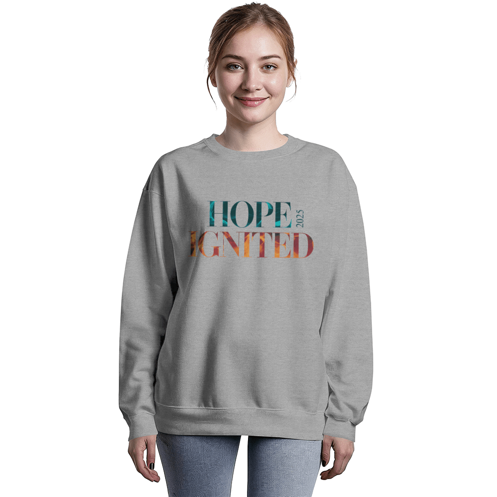Hope Ignited 2025 Sweatshirt | Inspirational Unisex Crewneck - Bubble Gum Wink