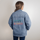 Hope Ignited 2025 – Women’s Oversized Denim Jacket | Statement Faith Apparel - Bubble Gum Wink