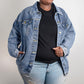 Hope Ignited 2025 – Women’s Oversized Denim Jacket | Statement Faith Apparel - Bubble Gum Wink