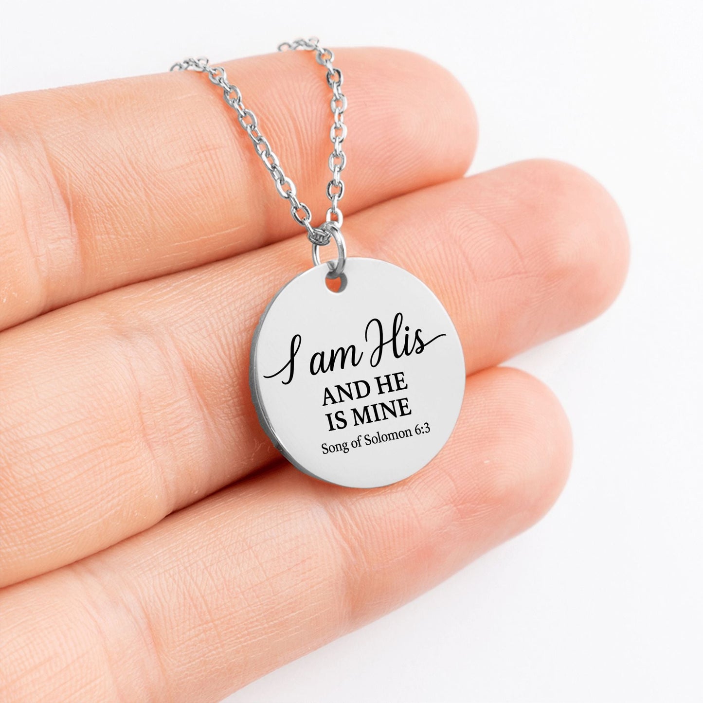 I Am His Coin Necklace – Song of Solomon 6:3 Love - Inspired Pendant - Bubble Gum Wink