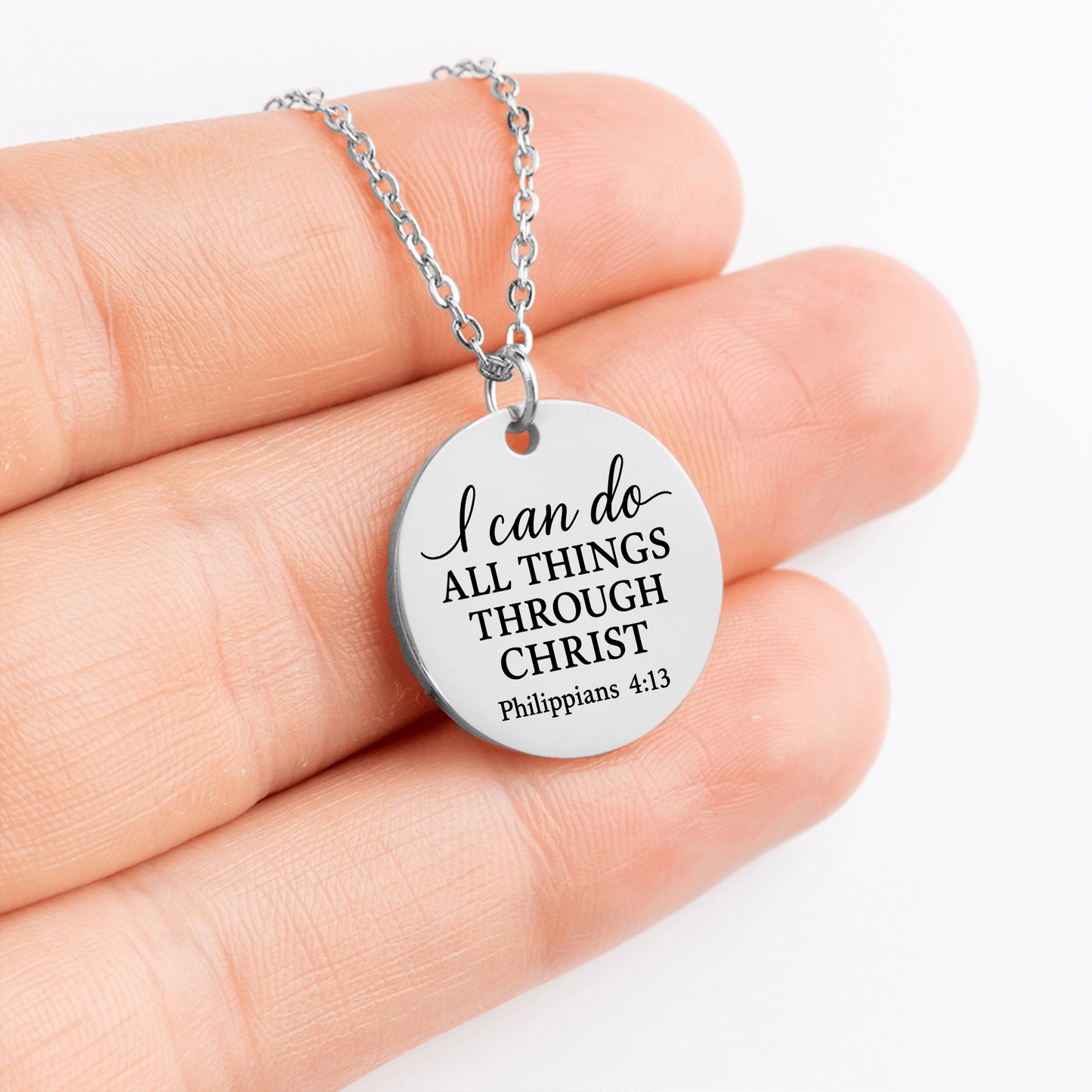 I Can Do All Things Coin Necklace – Philippians 4:13 Engraved Pendant - Bubble Gum Wink