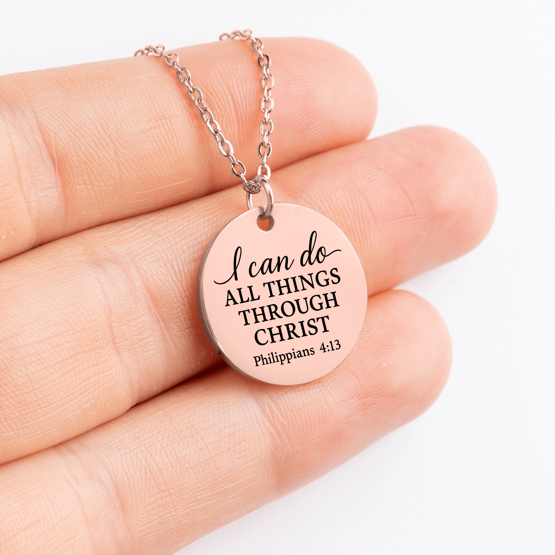 I Can Do All Things Coin Necklace – Philippians 4:13 Engraved Pendant - Bubble Gum Wink