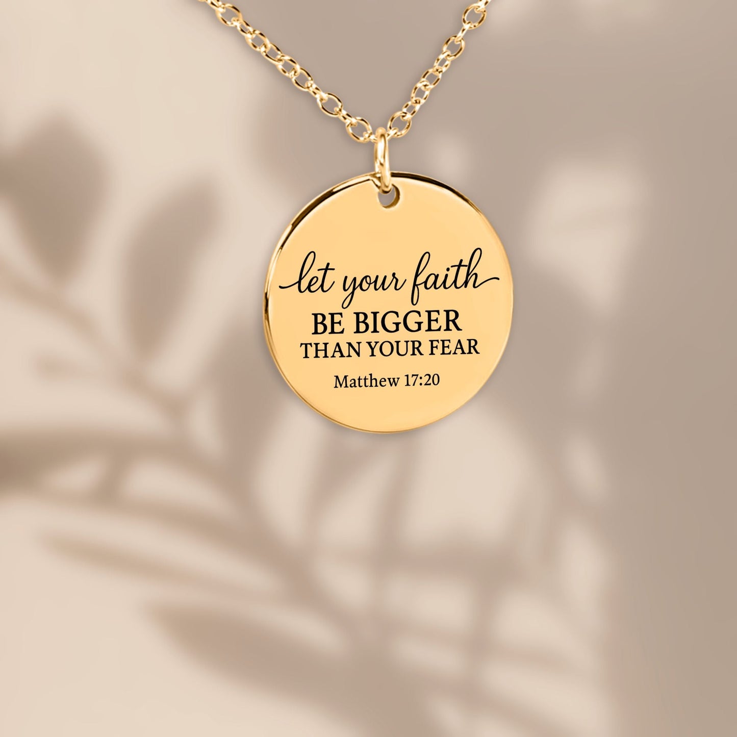 Let Your Faith Be Bigger Than Your Fear Coin Necklace – Matthew 17:20 - Bubble Gum Wink