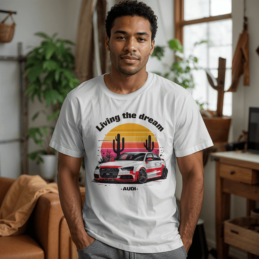 Living the Dream – Audi Desert Sunset Tee - Bubble Gum Wink