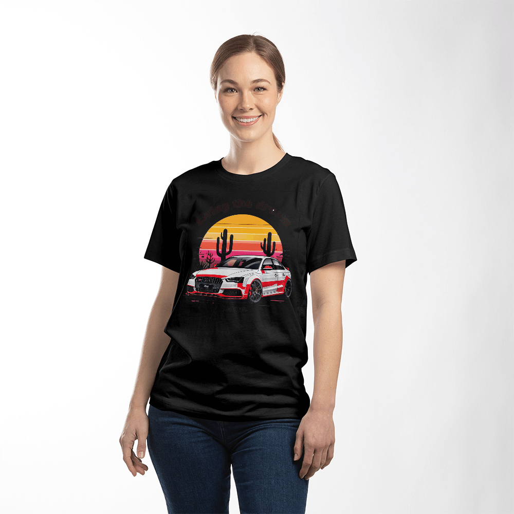Living the Dream – Audi Desert Sunset Tee - Bubble Gum Wink