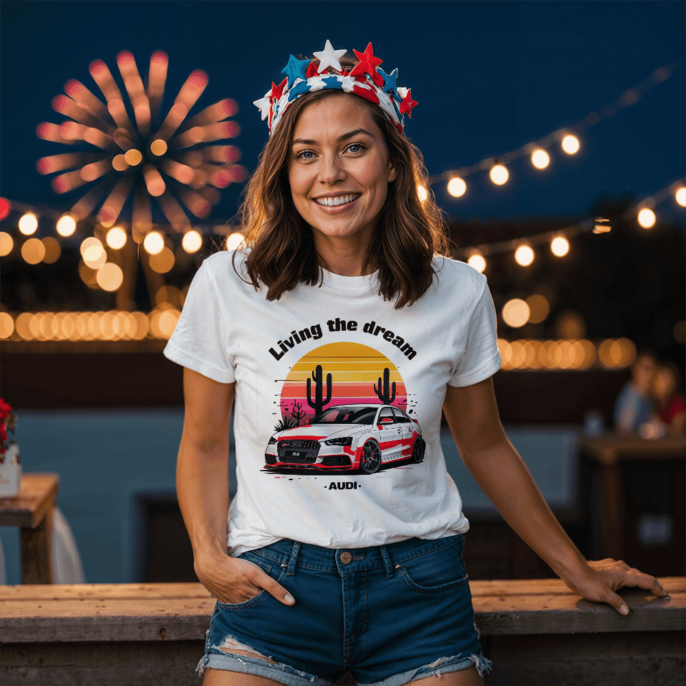 Living the Dream – Audi Desert Sunset Tee - Bubble Gum Wink