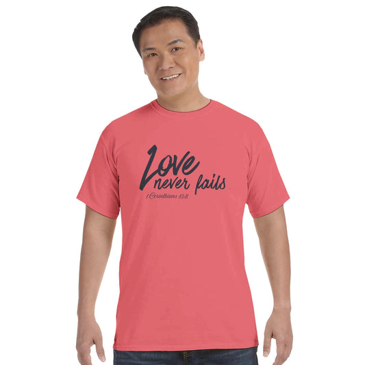 Love never Fails Faith Forward Tee - Bubble Gum Wink
