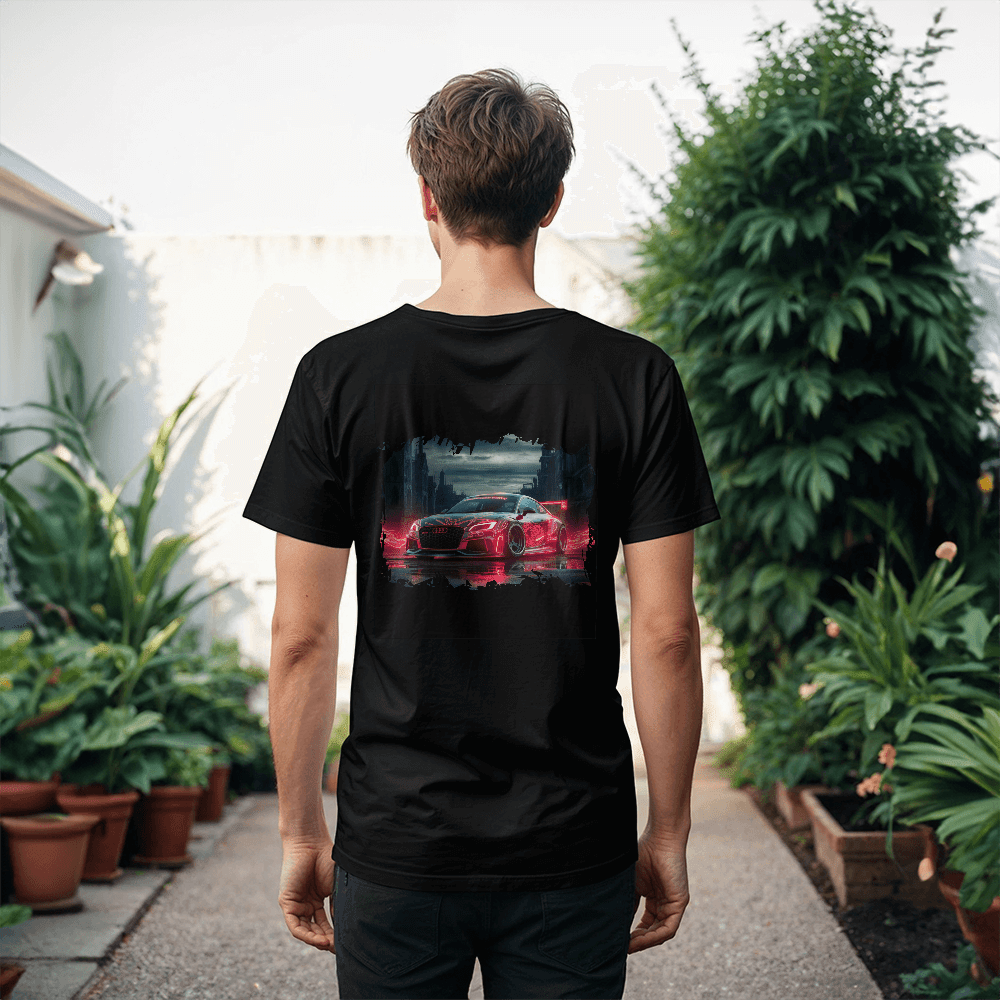 Midnight Racer – Audi RS Power Back - Print Tee - Bubble Gum Wink