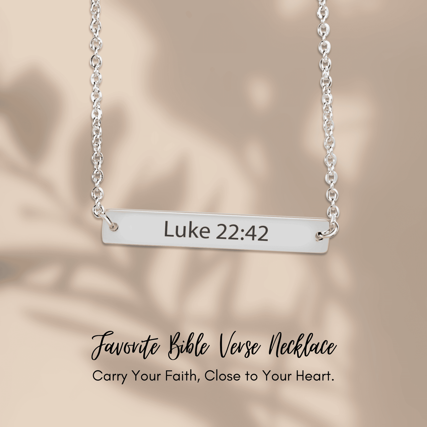 Not My Will - Engraved Faith Necklace – Luke 22:42 Bar Pendant (Customizable) - Bubble Gum Wink