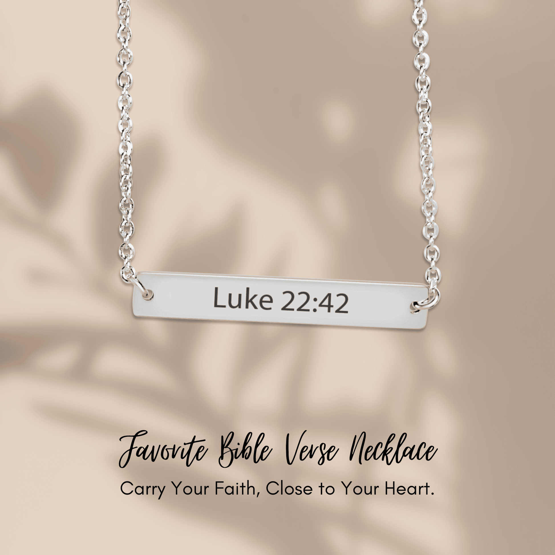 Not My Will - Engraved Faith Necklace – Luke 22:42 Bar Pendant (Customizable) - Bubble Gum Wink