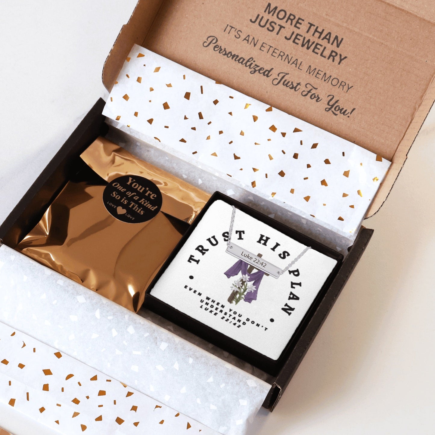 Not My Will - Engraved Faith Necklace – Luke 22:42 Bar Pendant (Customizable) - Bubble Gum Wink