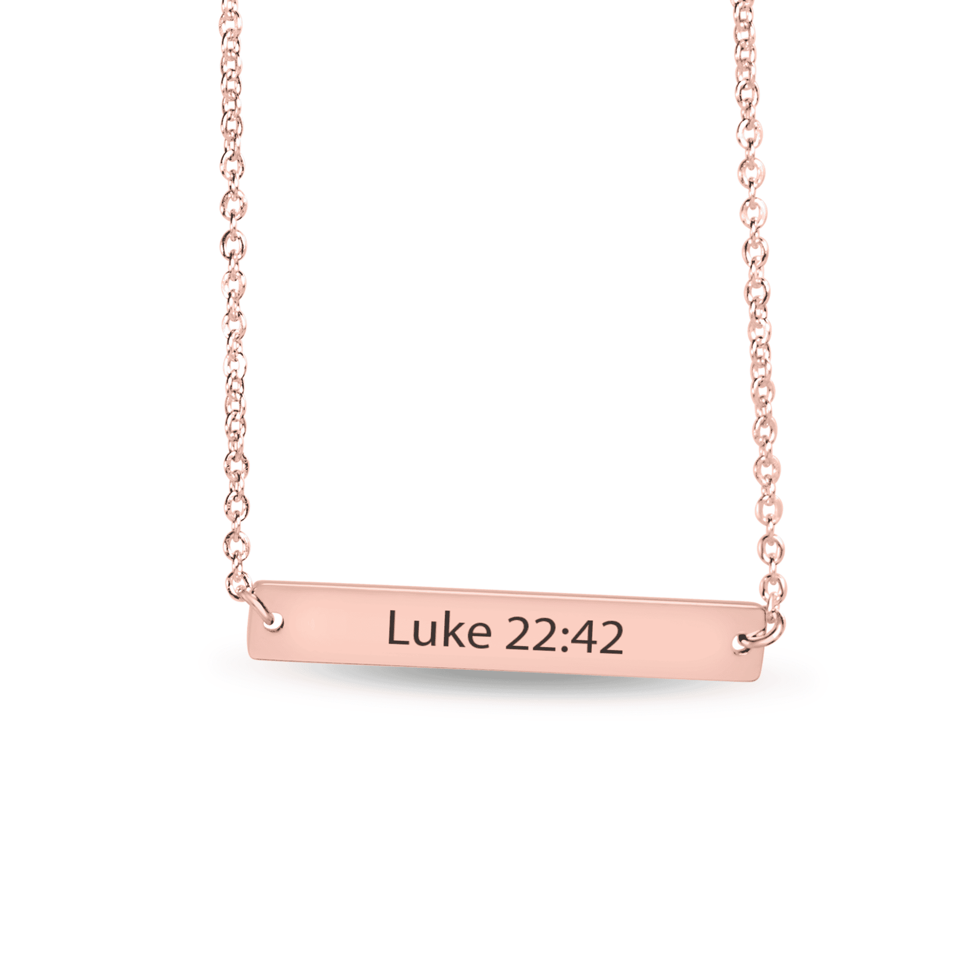Not My Will - Engraved Faith Necklace – Luke 22:42 Bar Pendant (Customizable) - Bubble Gum Wink