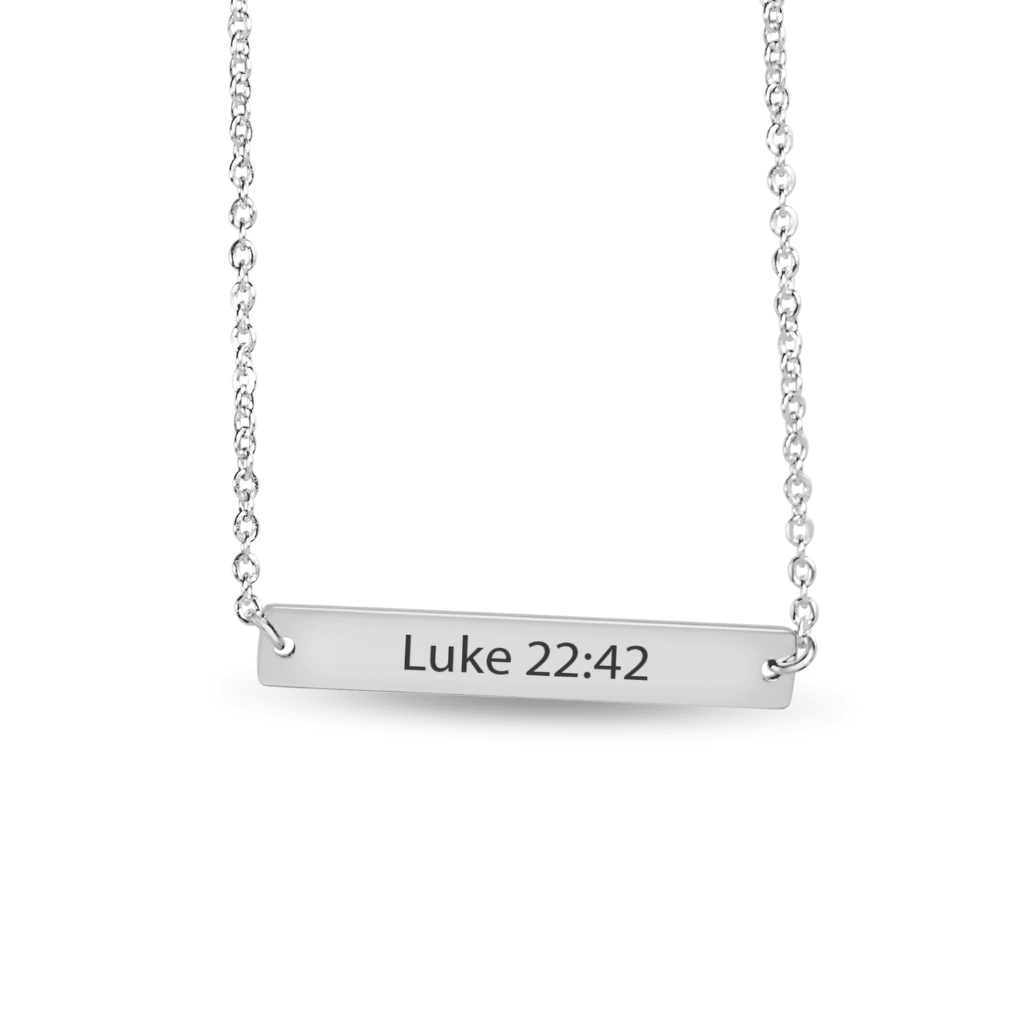 Not My Will - Engraved Faith Necklace – Luke 22:42 Bar Pendant (Customizable) - Bubble Gum Wink