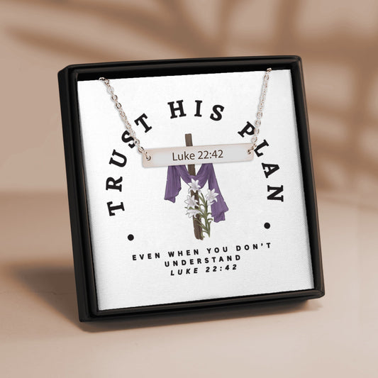 Not My Will - Engraved Faith Necklace – Luke 22:42 Bar Pendant (Customizable) - Bubble Gum Wink