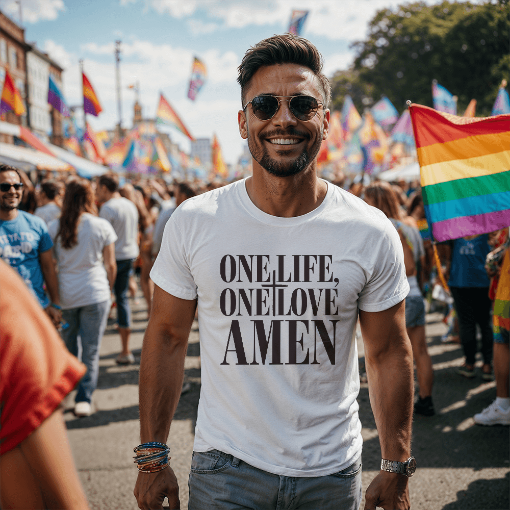 One Life, One Love, Amen – Bold Faith Tee - Bubble Gum Wink