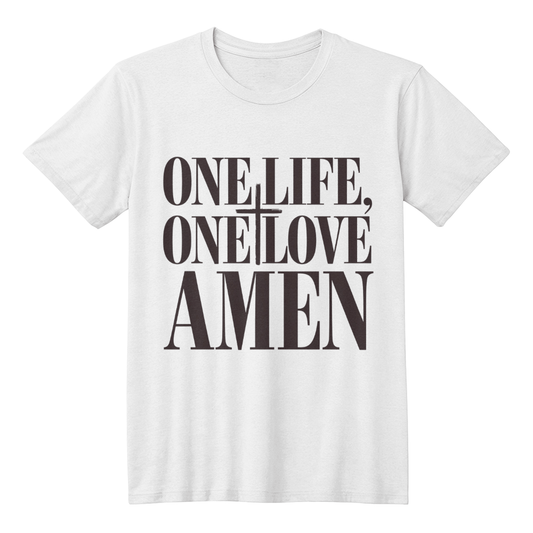 One Life, One Love, Amen – Bold Faith Tee - Bubble Gum Wink