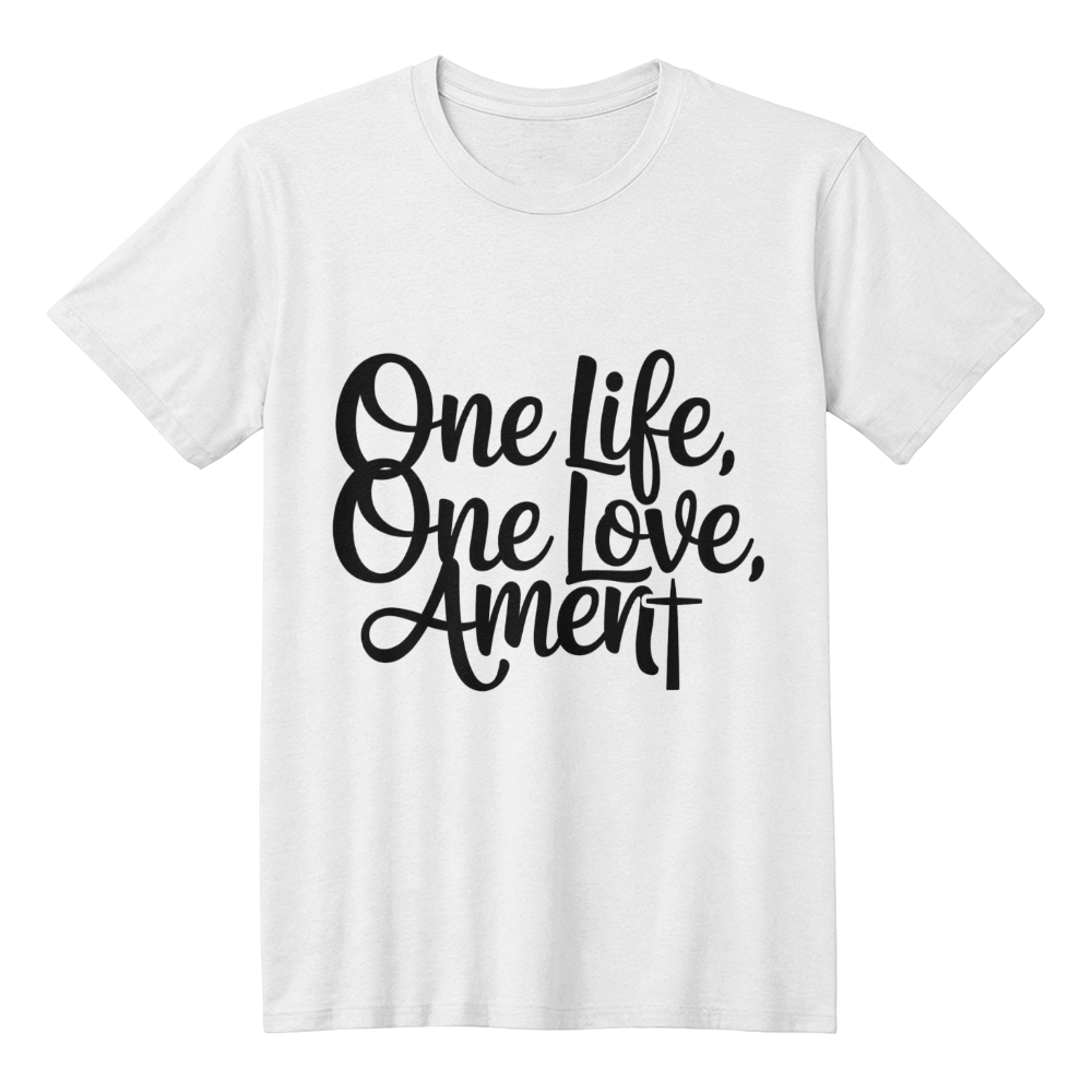 One Life, One Love, Amen – Script Faith Tee - Bubble Gum Wink