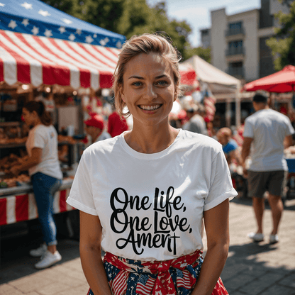 One Life, One Love, Amen – Script Faith Tee - Bubble Gum Wink